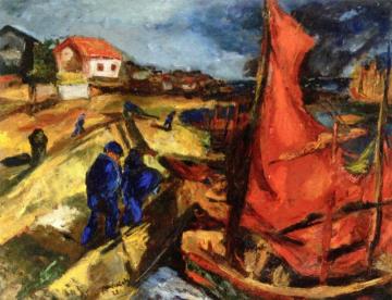 The Port of Saint Giles Cruix in Vendee Artwork by Mané-Katz