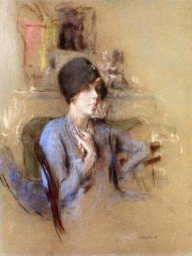 Lady in Blue with a Cloth Hat Artwork by Edouard Vuillard