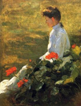 Woman with Geraniums Artwork by Frank Weston Benson