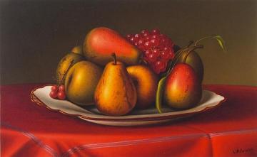 Still Life With Pears And Grapes Artwork by Levi Wells Prentice