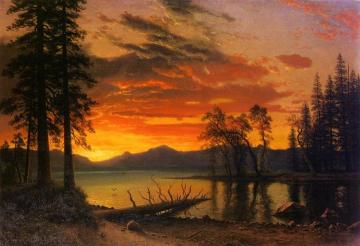 Sunset over the River Artwork by Albert Bierstadt