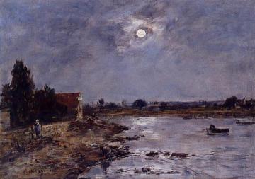 The Banks of the Touques - Moonlight Artwork by Eugène-Louis Boudin