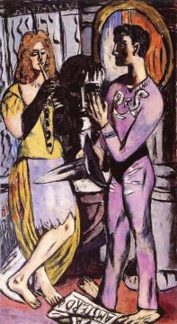 Carnival (Triptych - Left Panel) Artwork by Max Beckmann