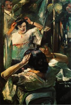 At the Mirror Artwork by Lovis Corinth