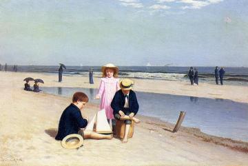 Children on the Beach Artwork by Samuel S. Carr