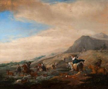 Hunting the Stag Artwork by Philips Wouwermans