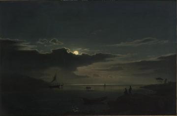 Coastal Landscape in Moonlight Artwork by Amaldus Clarin Nielsen