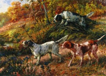 Three Setters On Point Artwork by Edmund Henry Osthaus