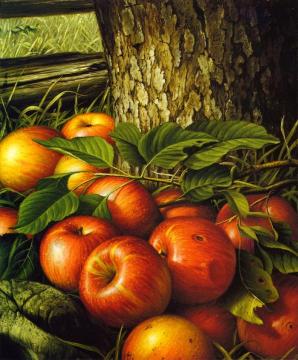 Apples and Tree Trunk Artwork by Levi Wells Prentice
