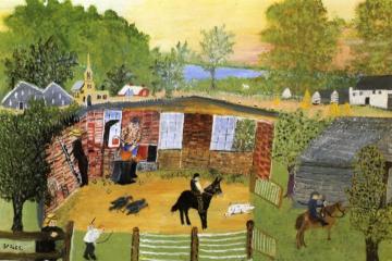 Making Horseshoes Artwork by Anna Mary Robertson Grandma Moses