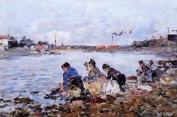 Laundresses on the Banks of the Touques Artwork by Eugène-Louis Boudin