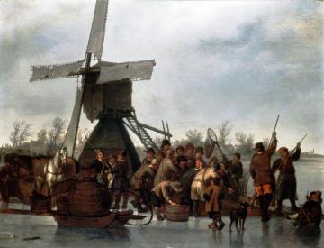 Fishing on the Ice Artwork by Abraham van Calraet