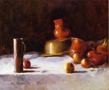Still Life with Copper, Brass and Onions Artwork by Emil Carlsen