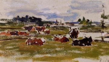 Cows in Pasture Artwork by Eugène-Louis Boudin