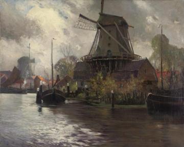 Windmill On Canal Artwork by Georges Ames Aldrich