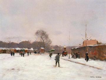Paris in Winter Artwork by Luigi Loir