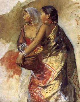 Sketch - Two Nautch Girls Artwork by Edwin Lord Weeks