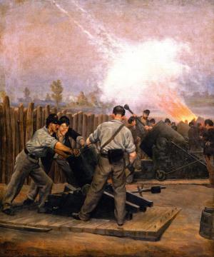 Artillery: Nine And Thirteen Inch Mortars, Siege Of Petersburg, 1864 Artwork by William Trego