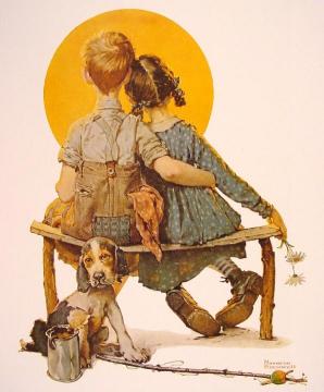 Boy And Girl Gazing At The Moon Artwork by Norman Rockwell