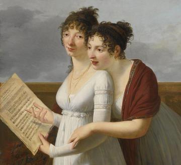 Portrait Of Two Elegantly Dressed Ladies Artwork by Robert Lefevre