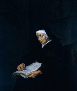 Old Woman Meditating Artwork by Gabriel Metsu