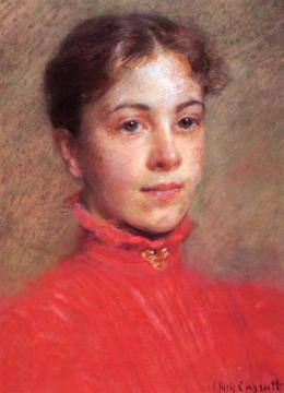Portrait Of A Young Woman In A Red Dress Artwork by Mary Cassatt