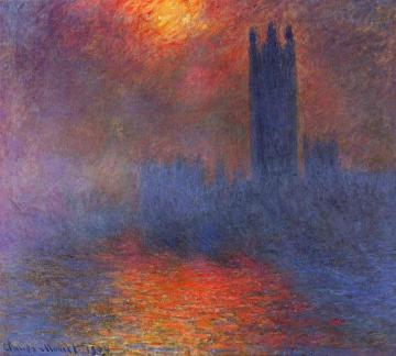 Houses of Parliament, Effect of Sunlight in the Fog Artwork by Claude Oscar Monet