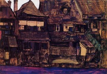 Houses on the Moldau, Krumau Artwork by Egon Schiele