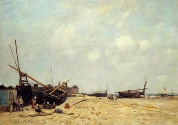 Fishing Boats Aground and at Sea Artwork by Eugène-Louis Boudin