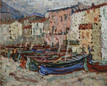Les Barques sur la greve a Collioure Artwork by Henri Martin