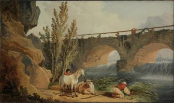 Bridge over a Cascade Artwork by Hubert Robert