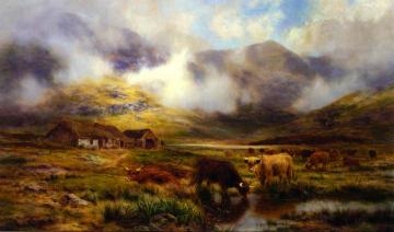 Highland Cattle In A Landscape Artwork by Louis Bosworth Hurt