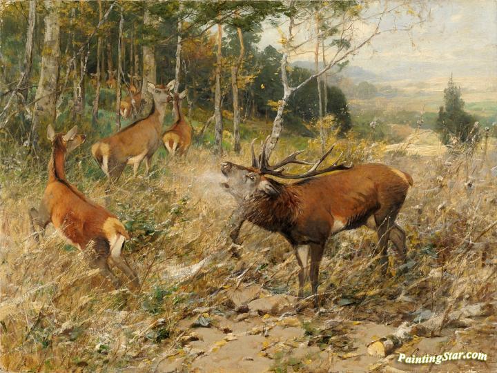 Deer Herd Artwork by Christian Johann Kroner