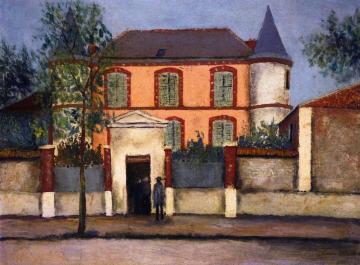 The Little Pink Chateau of Asnieres (Hauts-de-Seine) Artwork by Maurice Utrillo