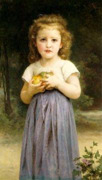 Little Girl Holding Apples Artwork by William Adolphe Bouguereau