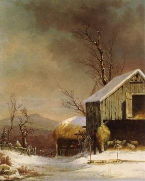 Feeding the Sheep Artwork by George Henry Durrie