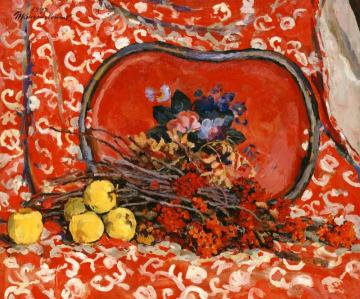 Still Life with a red tray Artwork by Pyotr Konchalovsky