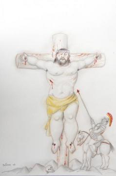 Crucifixión con soldado Artwork by Fernando Botero