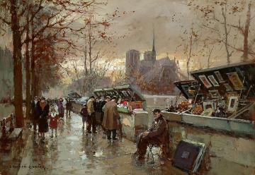 Bouquinistes de Notre-Dame Artwork by Edouard Léon Cortes