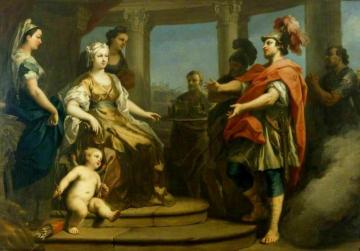 Aeneas And Achates Wafted In A Cloud Before Dido, Queen Of Carthage, With Cupid At Her Feet Artwork by Jacopo Amigoni