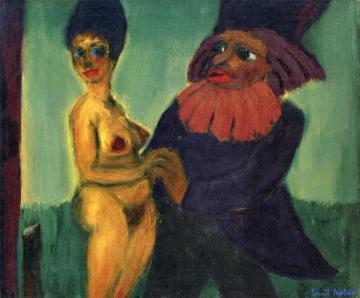 Man and Naked Woman Artwork by Emil Nolde