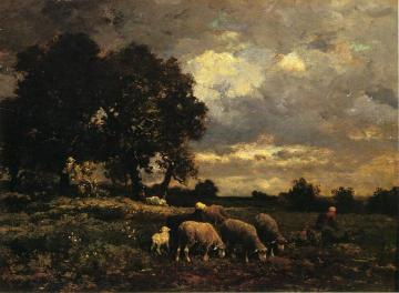 Tending the Flock Artwork by Charles-Émile Jacque