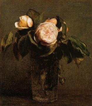 Roses in a Tall Glass Artwork by Henri Fantin-Latour