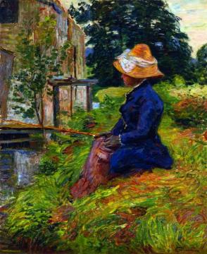 Madame Guillaumin Fishing Artwork by Armand Guillaumin