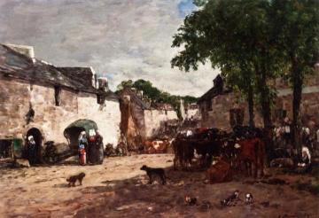 Cattle Market at Daoulas, Brittany Artwork by Eugène-Louis Boudin