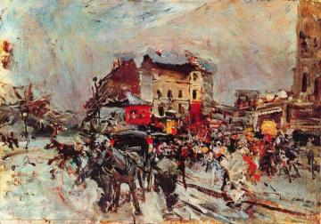 Exit of a Costumes Ball in Montmartre Artwork by Giovanni Boldini