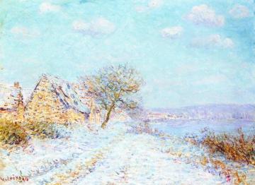 Banks of the Seine, Snow, Frost, Sunshine Artwork by Gustave Loiseau