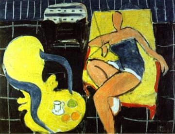 Dancer and Rocaille Armchair on a Black Background Artwork by Henri Matisse