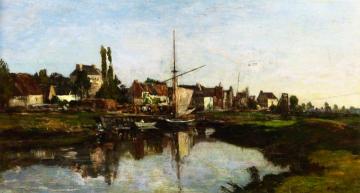 Norman Village by a River Artwork by Eugène-Louis Boudin