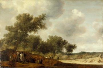 Landscape with Deer Hunters Artwork by Salomon van Ruisdael